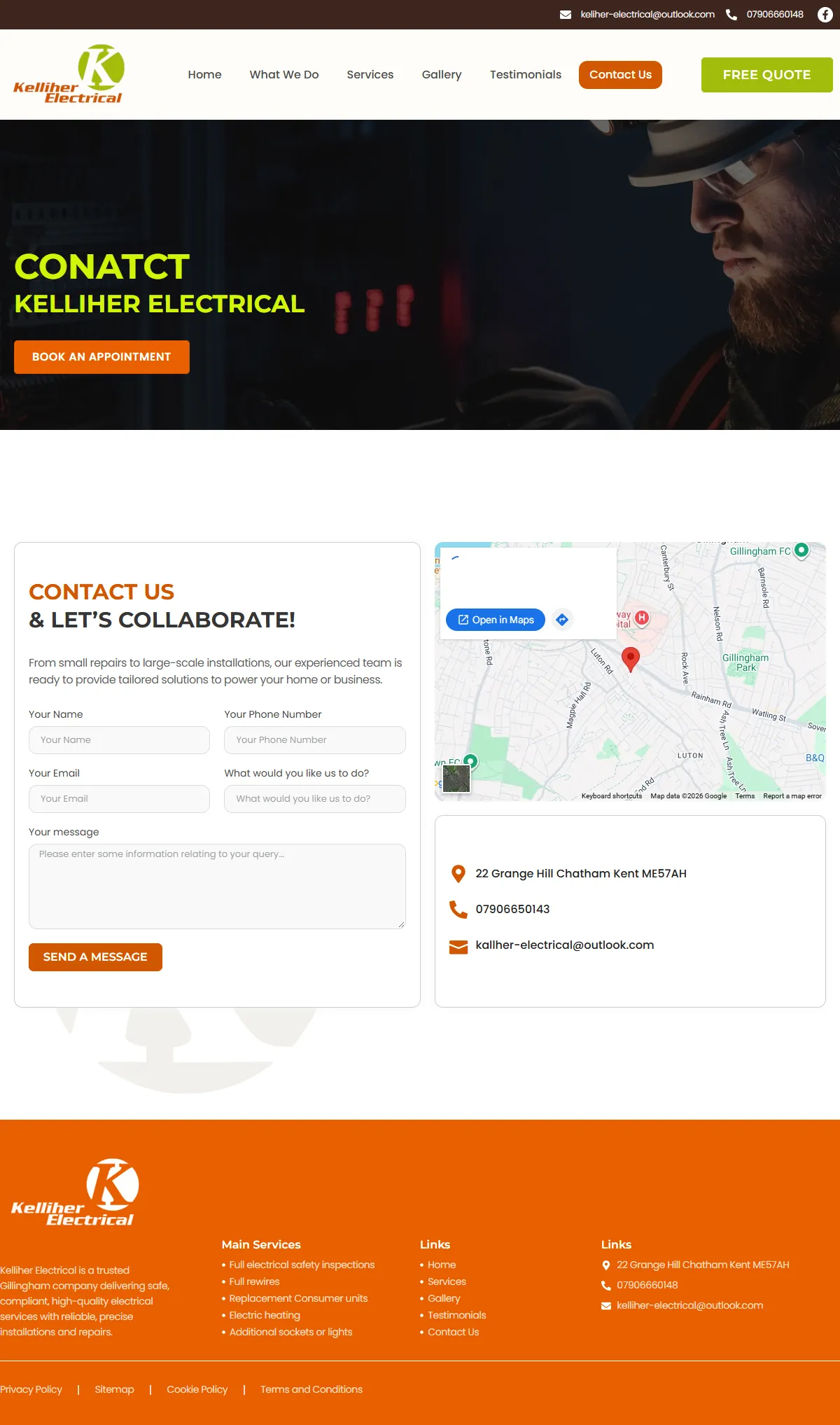 Contact page — full screenshot