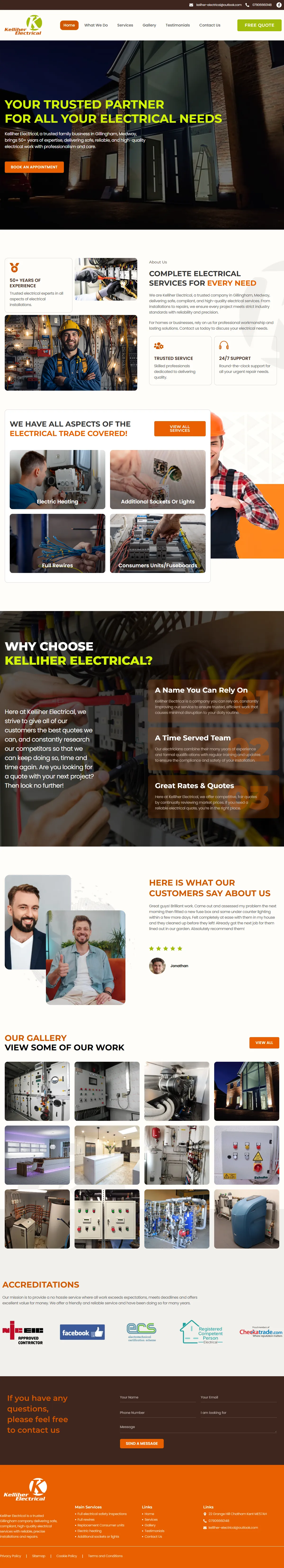 Web design for Kelliher Electrical — Electrical contractor — Gillingham, Medway