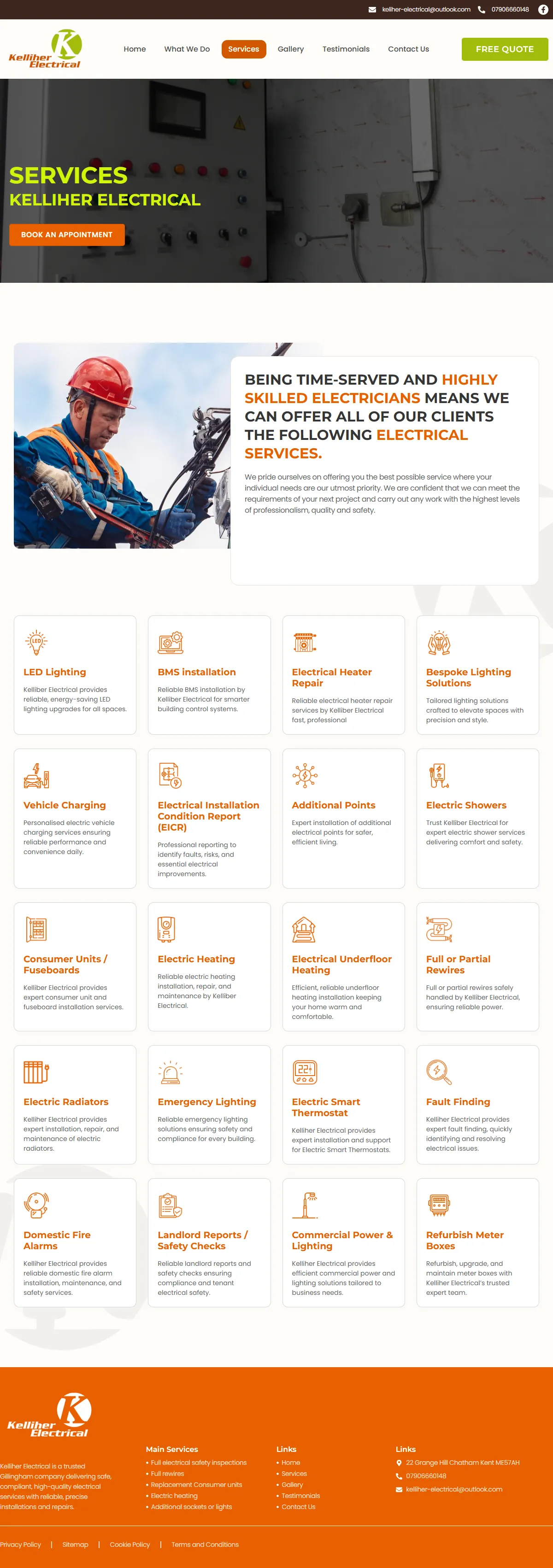 Services page — full screenshot