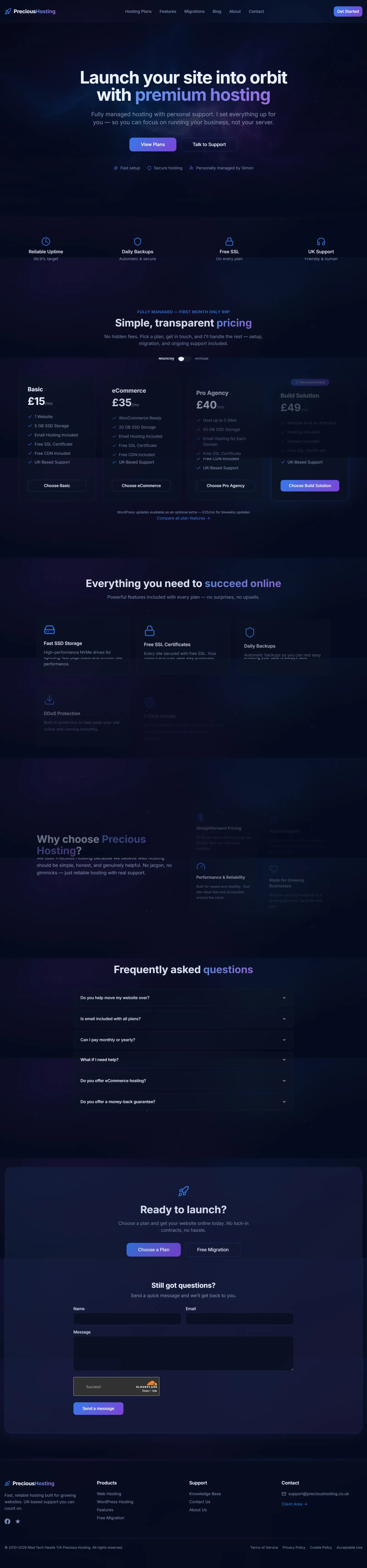 Web design for Precious Hosting — Web hosting